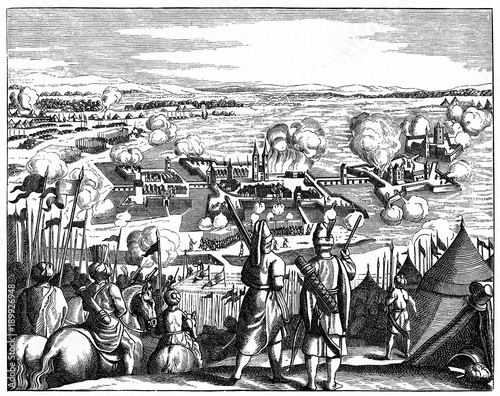 Siege of Szigetvár Fortress by ottomans, 1566 (from Spamers Illustrierte Weltgeschichte, 1894, 5[1], 464)