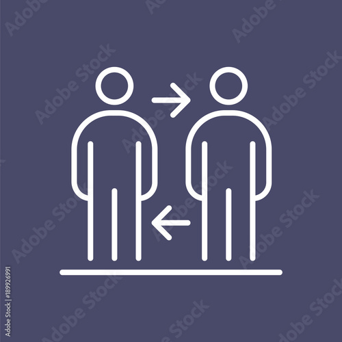 Two business people icon simple line flat illustration