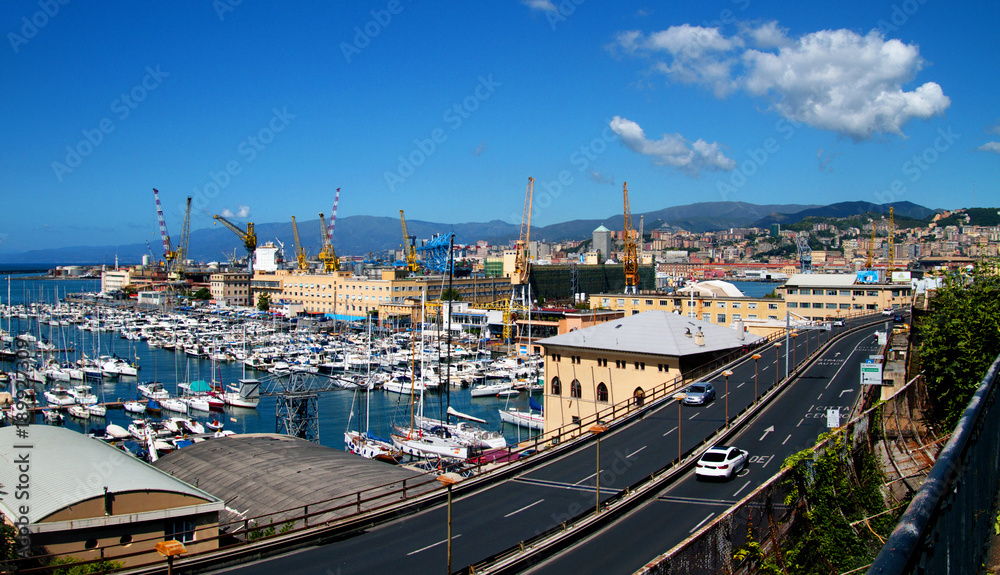 Genova Porto ed Autostrada Liguria Italia Europa Genoa Harbor and Motorway Liguria Italy Europe 