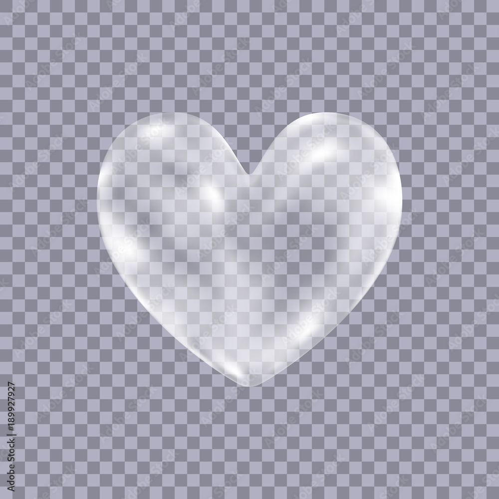 Realistic transparent white soap bubbles in shape of the heart. Realistic transparent white soap bubbles in shape of the heart.