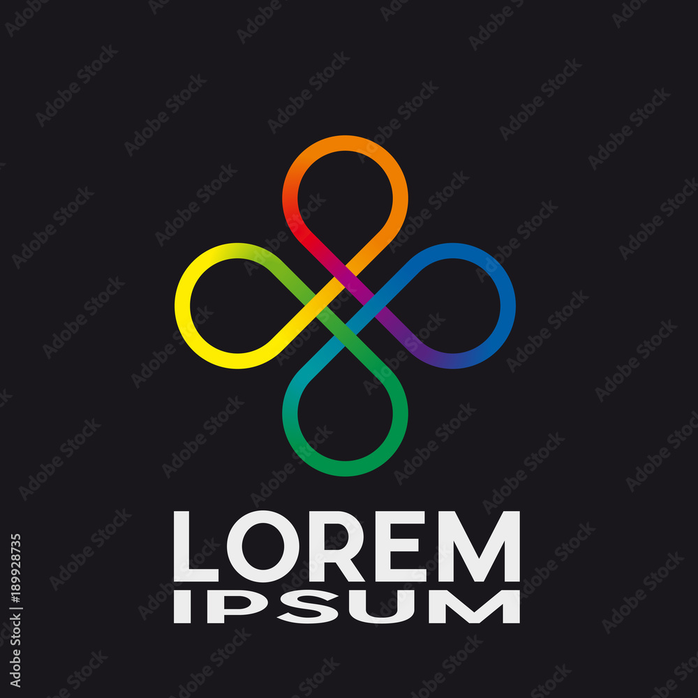 Vector sign abstract flower. Teamwork, union and road junction concept Vector sign abstract flower. Teamwork, union and road junction concept