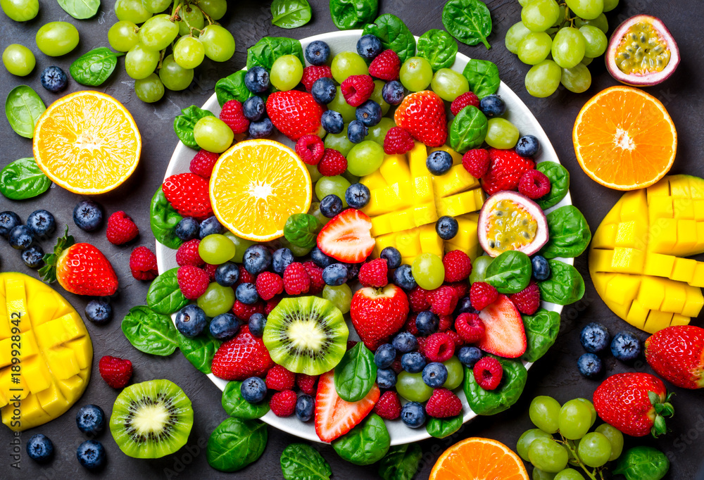 Fruit platter, top view Fruit platter, top view