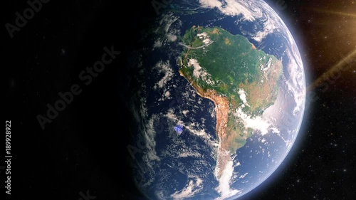 South America Continent, Earth Globe View From Space