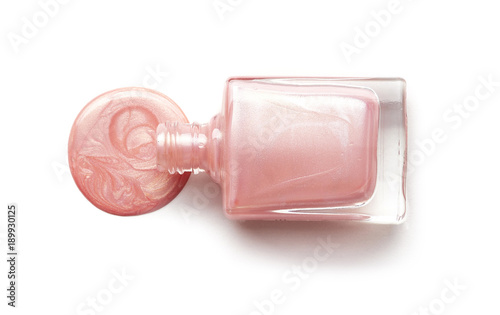 Nail polish of fashionable pink color photo