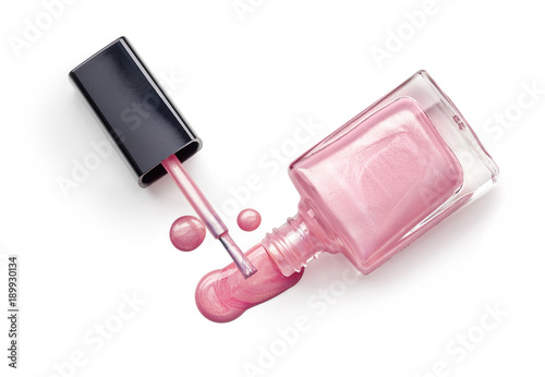 Nail polish of fashionable pink color photo