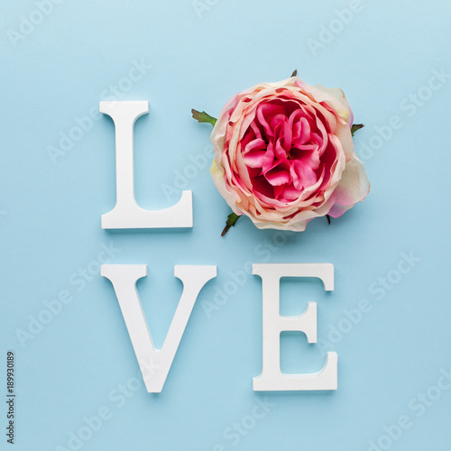 Valentines day concept with love letters on blue background
