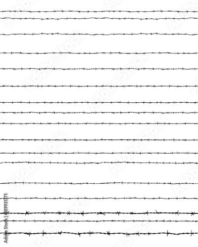 Black silhouette of the barbed wire, seamless