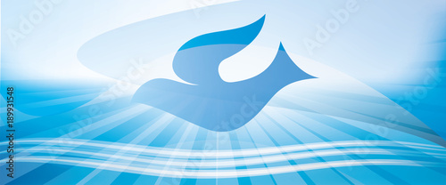 Photographie Web banner christian baptism concept with dove and waves of water