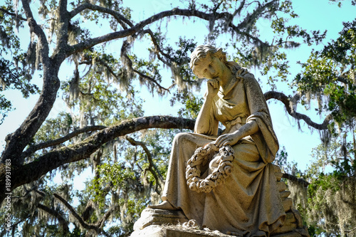 Statue at the Historic Bonaventure Cemetery in Savannah, Georgia, USA photo