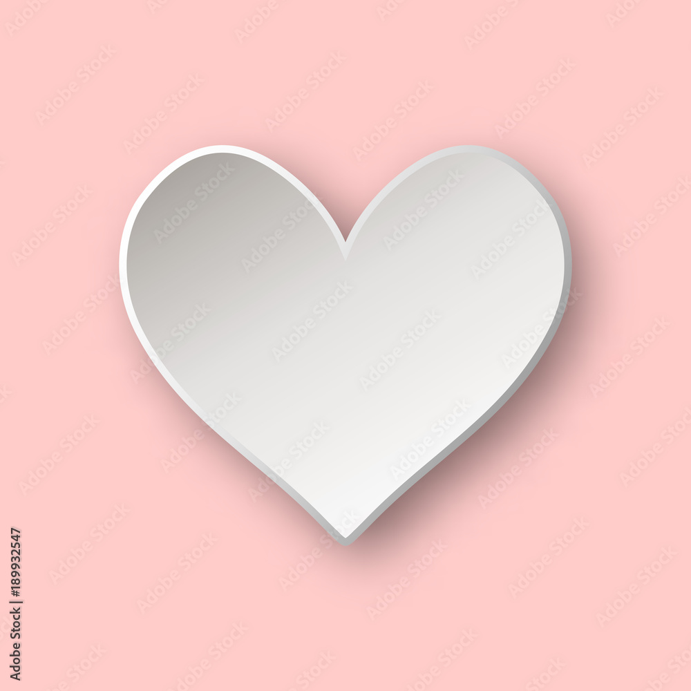Heart icon. Paper art style heart for Valentine's Day, wedding or romantic design. Vector illustration 