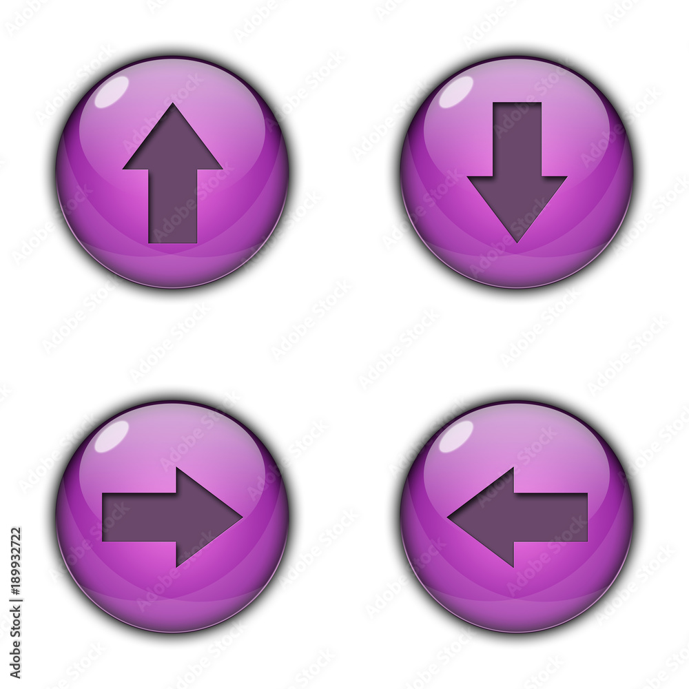 3D Button Left right up down Purple Color 3D Button Left right up down Purple Color