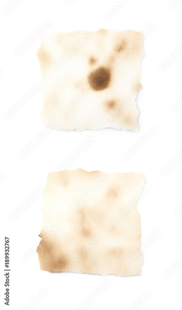 Burnt paper sheet isolated