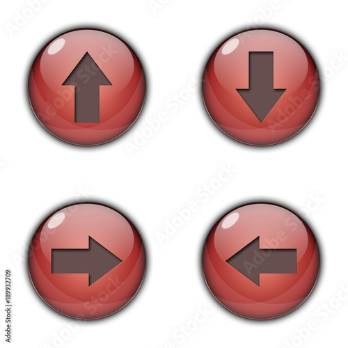 3D Button Left right up down Red Color