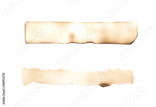 Burnt paper sheet isolated