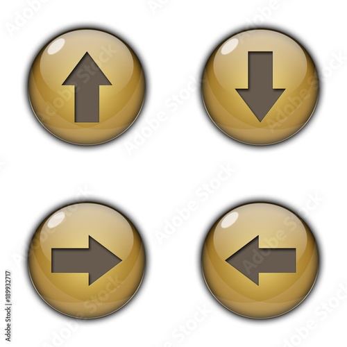 3D Button Left right up down Golden Brown Color