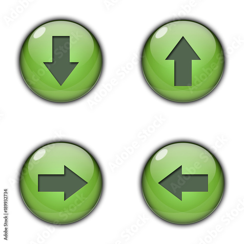 3D Button Left right up down Green Color