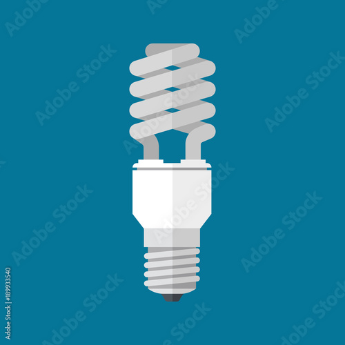 fluorescent light bulb in flat design. Vector illustration