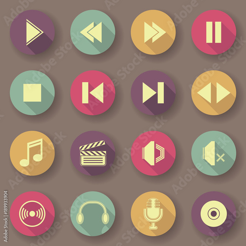 Free Download Audio video icons in bright colors. Vector buttons. Original design - GFXLoad