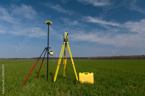 Wallpaper Mural Surveyor equipment theodolite on a tripod with gps Torontodigital.ca