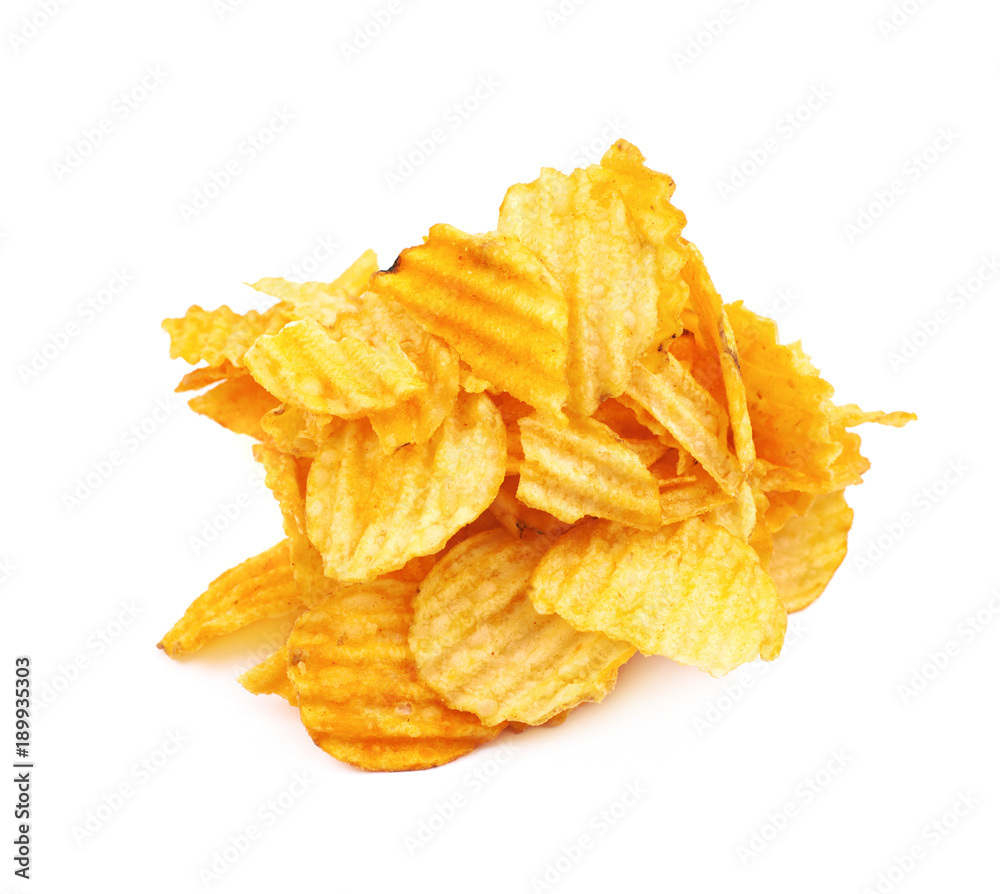Pile of seasoned potato chips isolated Pile of seasoned potato chips isolated
