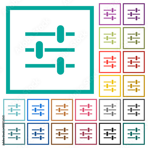 Adjustment flat color icons with quadrant frames