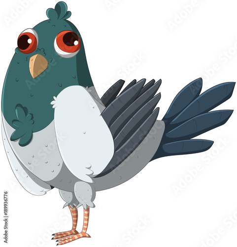 Cute and funny  croos-eyed Pigeon. Vector illustration