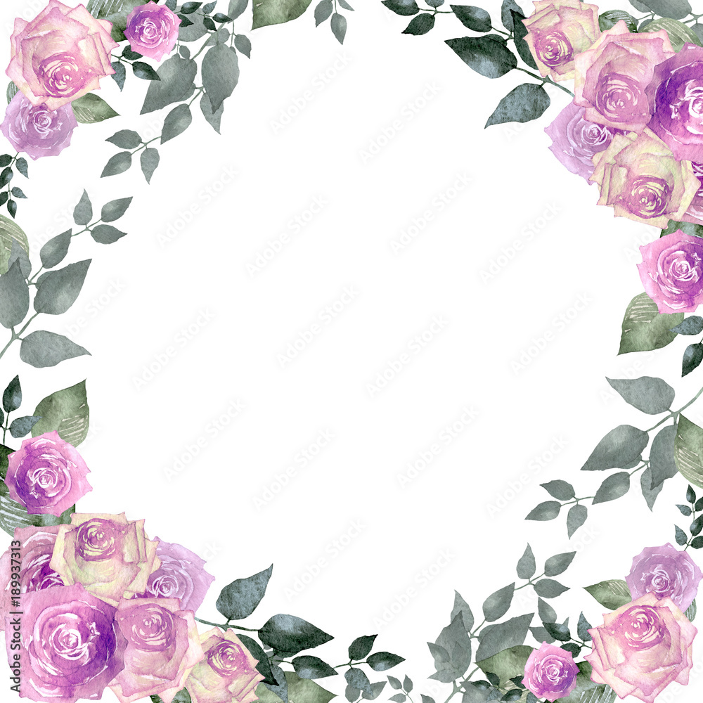 薔薇 背景フレーム 水彩 イラスト Stock Illustration Adobe Stock