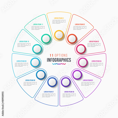 Vector 10 parts infographic design, circle chart