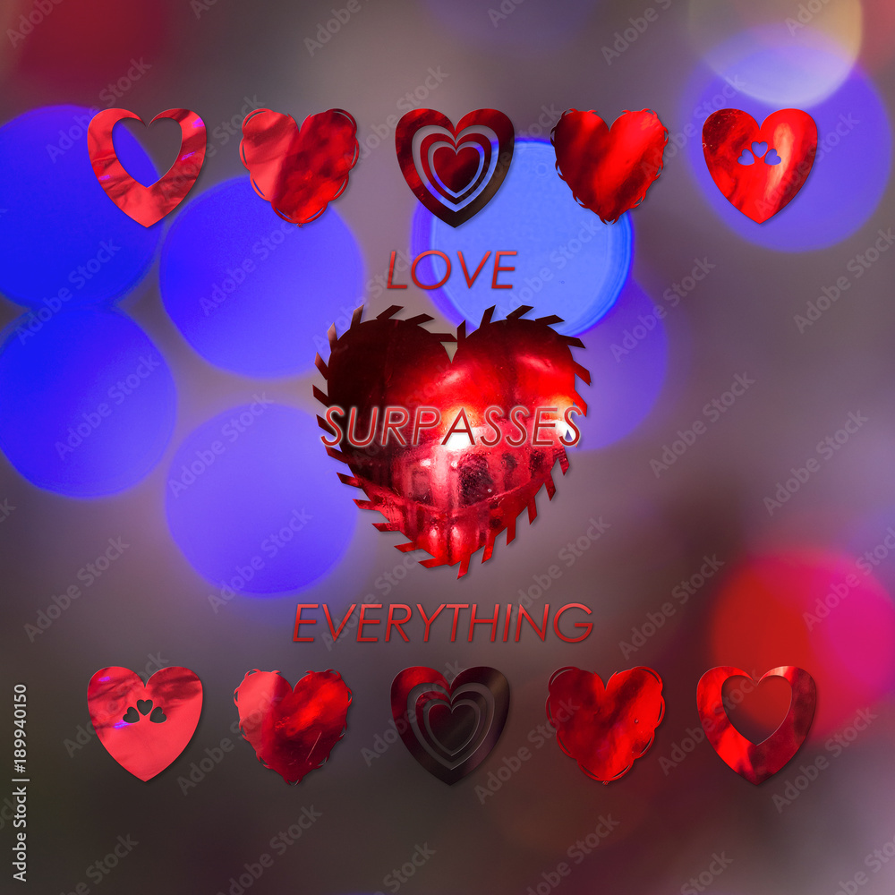 Design of Valentine's Day with hearts and message
