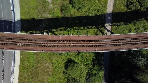 Beautiful scenery at Zbojská in middle Slovakia between Pohronská Polhora and Tisovec. Flying above an old, but functional railroad track parallel to the road. photo