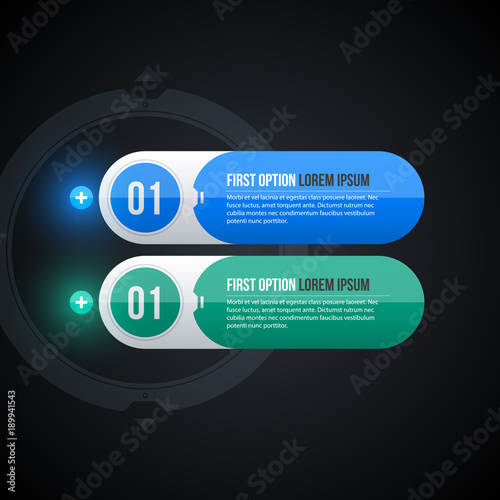 Two round web banners in corporate glossy style on black background
