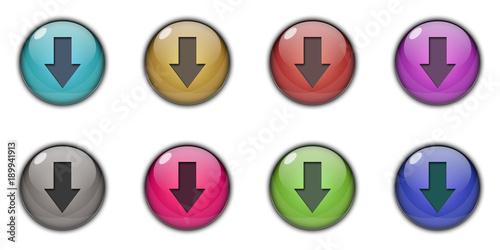 3D Download Button Multicolor