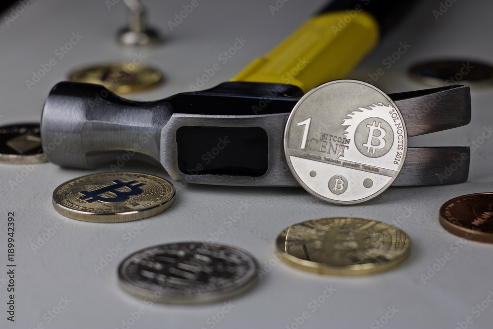 Bitcoin Coin and hammer