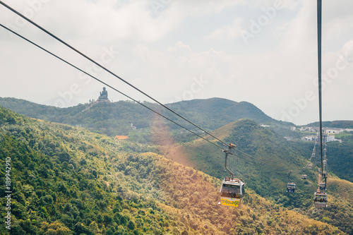 Hong Kong, August 30, 2017. Ngong Ping 360 is a tourism project on Lantau Island in Hong Kong with Buddha on the horizon. The project was previously known as Tung Chung Cable Car Project photo