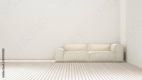 White sofa in white room artwork for apartment or hotel - Interior simple design - 3D Rendering