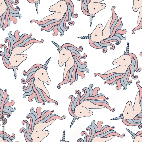 Seamless pattern with unicorns.