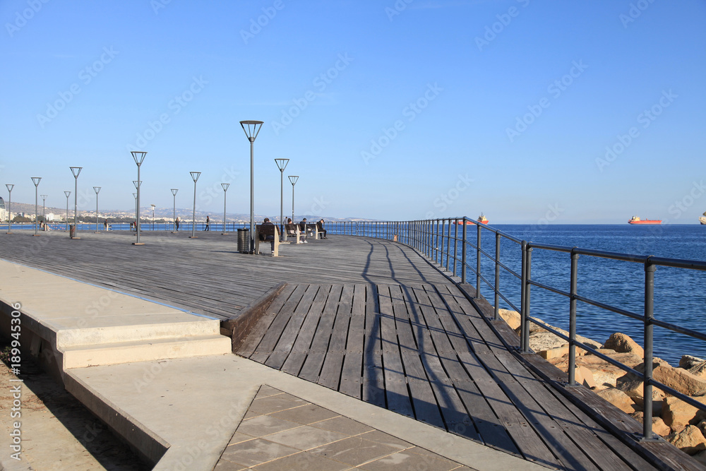 Molos Promenade on the coast of Limassol city, Cyprus.