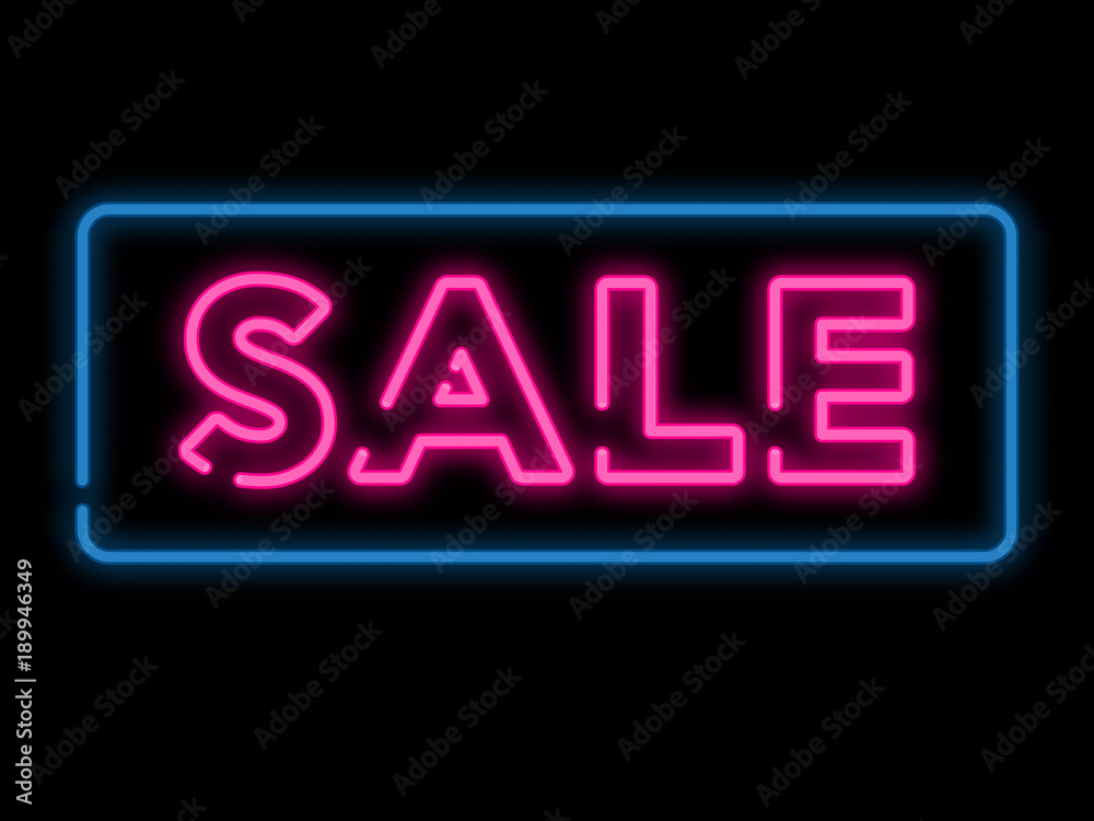 Neon sign sale in frame. Vector illustration. Neon sign sale in frame. Vector illustration.
