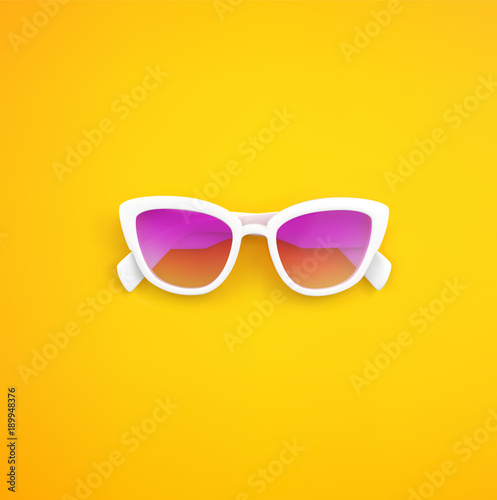 Pink Sunglasses closeup, isolated. Vector flat lay illustration.