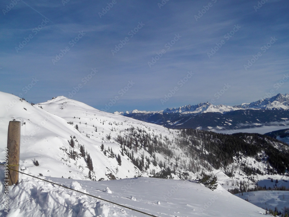 mountains with snow in winter