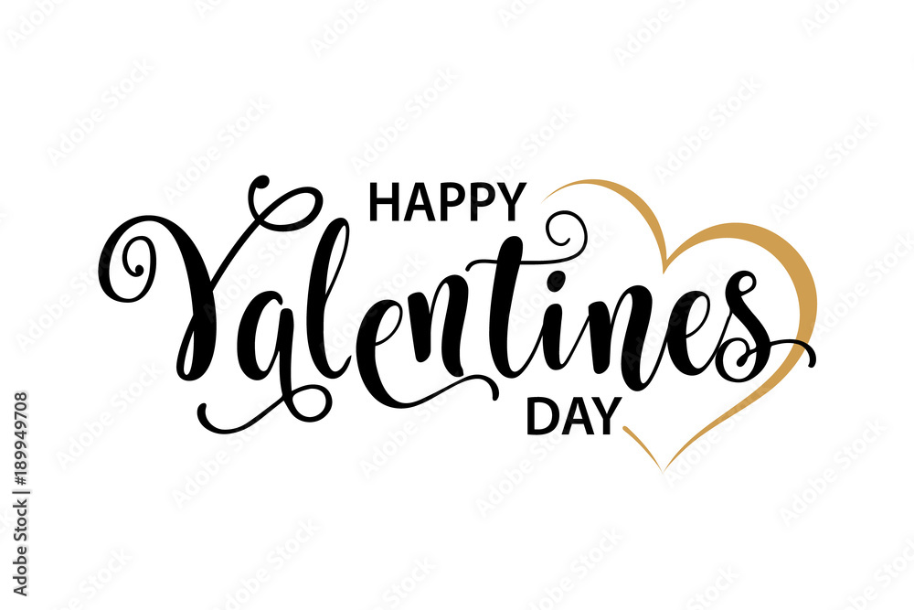 Happy Valentines Day card. Beautiful greeting typography poster