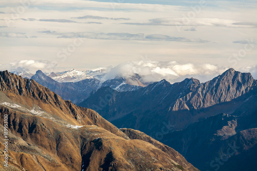 Beautiful view of the Austrian Alps mountains, Austria, Stubai