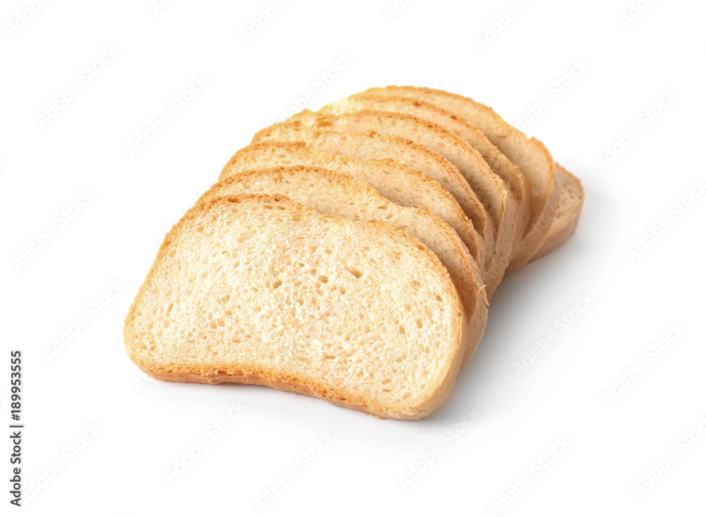 Slices of bread for toasting on white background Slices of bread for toasting on white background