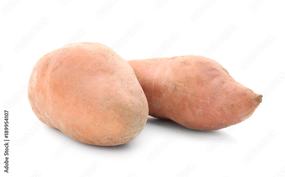 Sweet potatoes, isolated on white Sweet potatoes, isolated on white