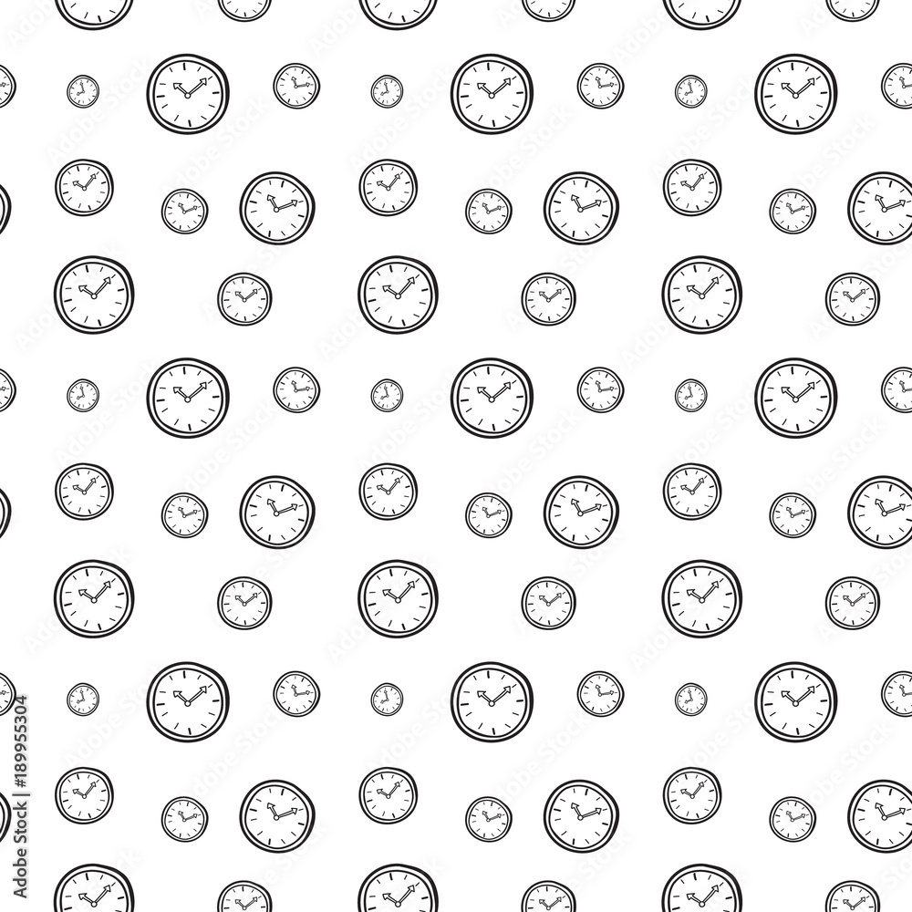 seamless clock background. doodle hand draw vecctor illustration seamless clock background. doodle hand draw vecctor illustration