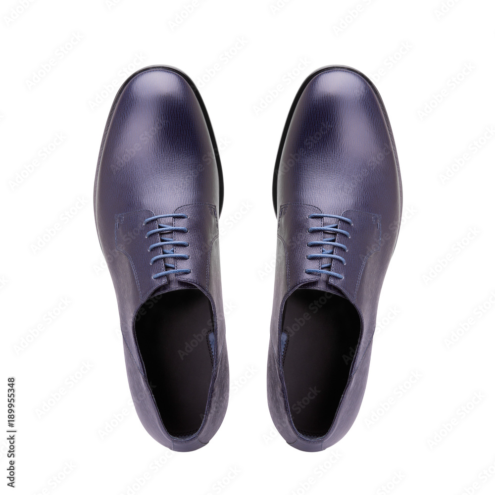 Men's shoes with blue leather laces.
