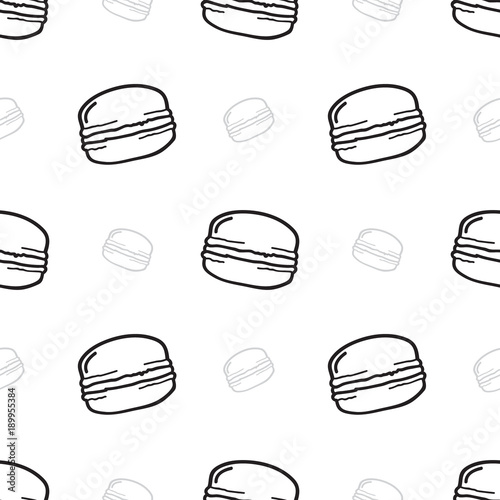 macaron seamless background. Doodle hand drawing vector illustration.