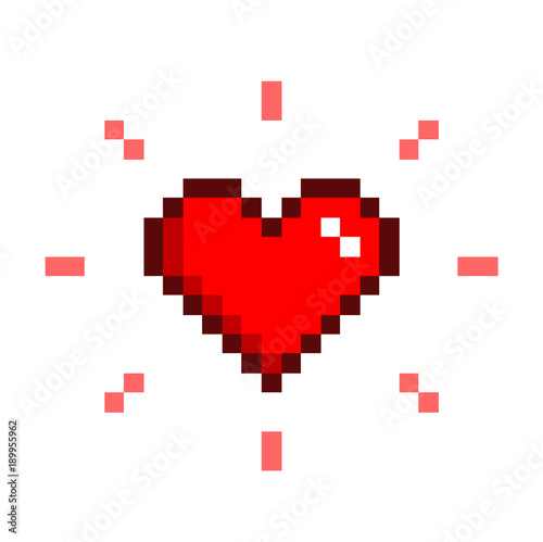 Heart Pixel Art, a vector illustration symbol of a heart in retro 8-bit style.