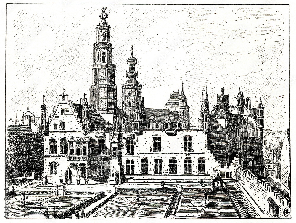 Fototapeta premium Palace of William of Orange (William the Silent) in Brussels (from Spamers Illustrierte Weltgeschichte, 1894, 5[1], 553)