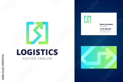 Logistics logo and business card template. 